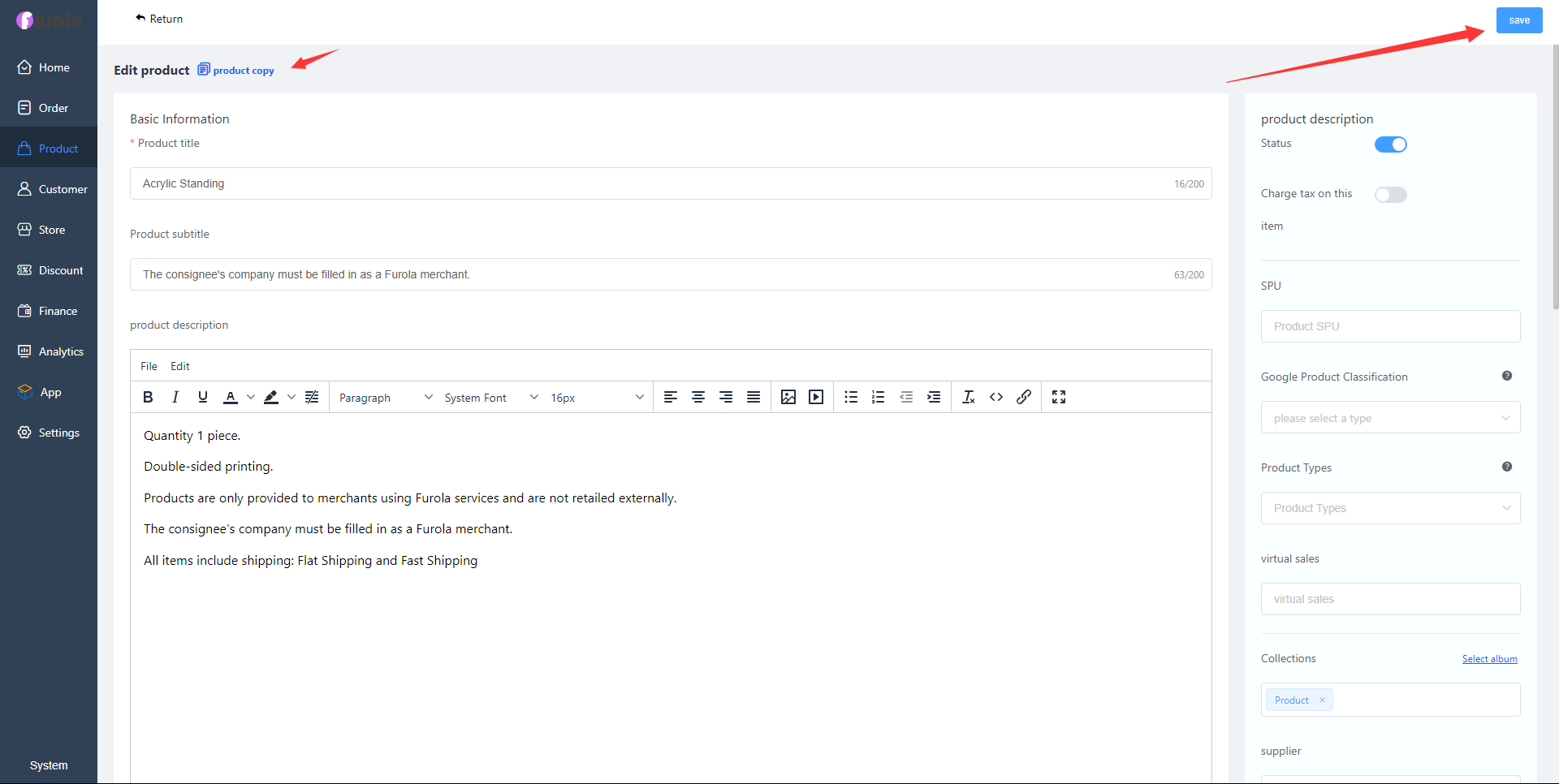 Publish and Copy Products